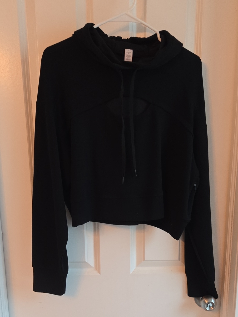 Women's Black Cropped Hoodie Sweatshirt - Classic Pullover